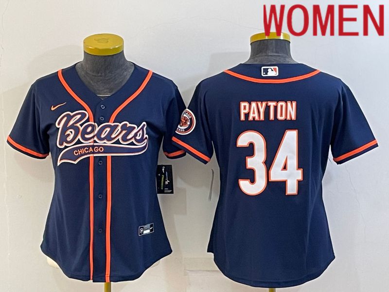 Women Chicago Bears #34 Payton Blue 2022 Nike Co branded NFL Jerseys